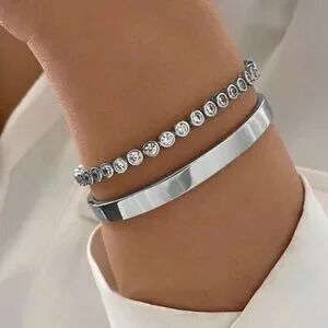 Luxe Rhinestone Minimalist Bracelet Set